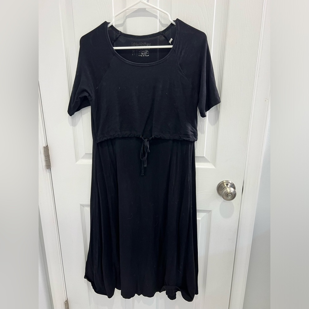 Latched mama black drawstring dress M